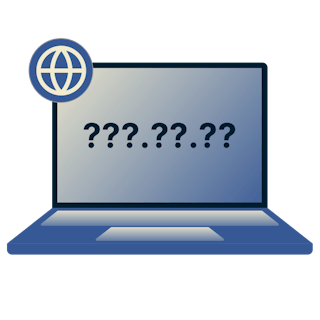 Layar laptop mendemonstrasikan proses sebelum dan sesudah penggantian alamat IP pengguna.