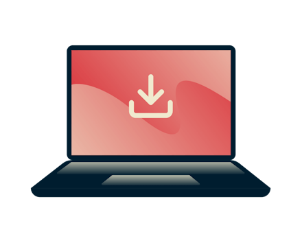 Unduh secara anonim. Laptop dengan ikon unduh.
